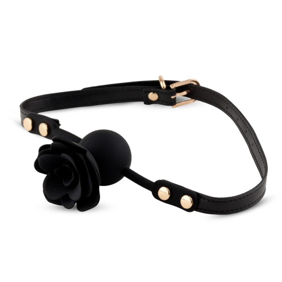 Elegancka knebel kulka z kanałem i różą na regulowanym pasku - 4,2 cm
