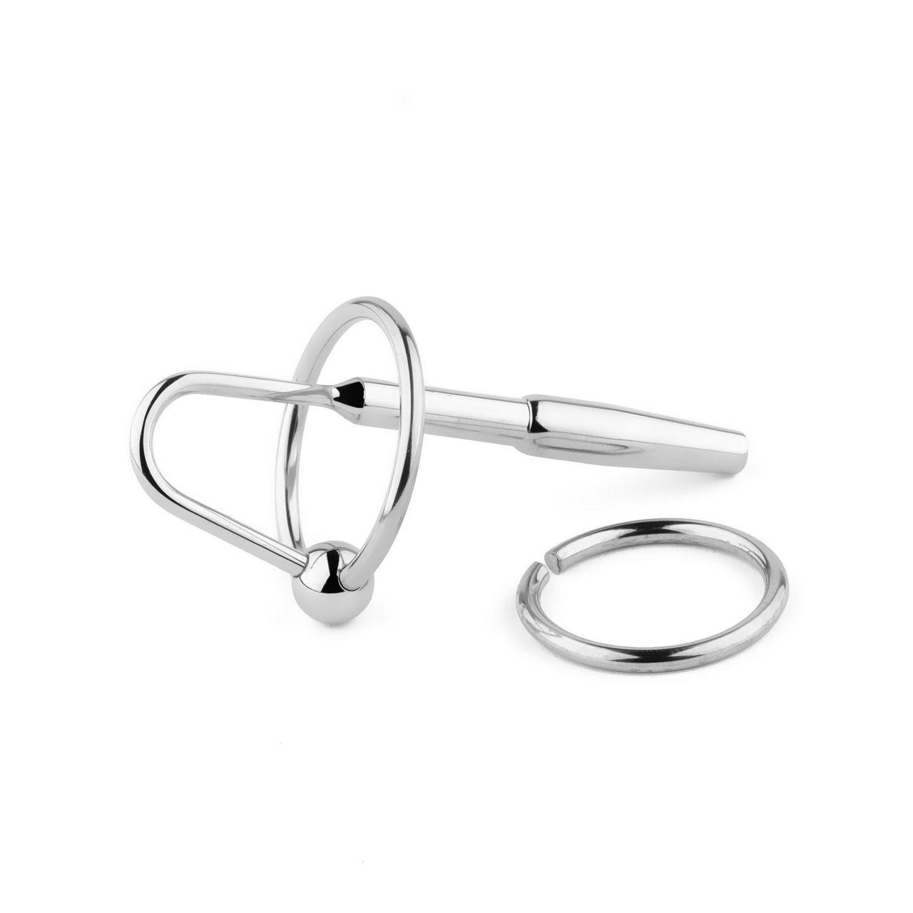 Stalowy plug do cewki 8 cm z kanałem i pierścieniem | Loris.pl