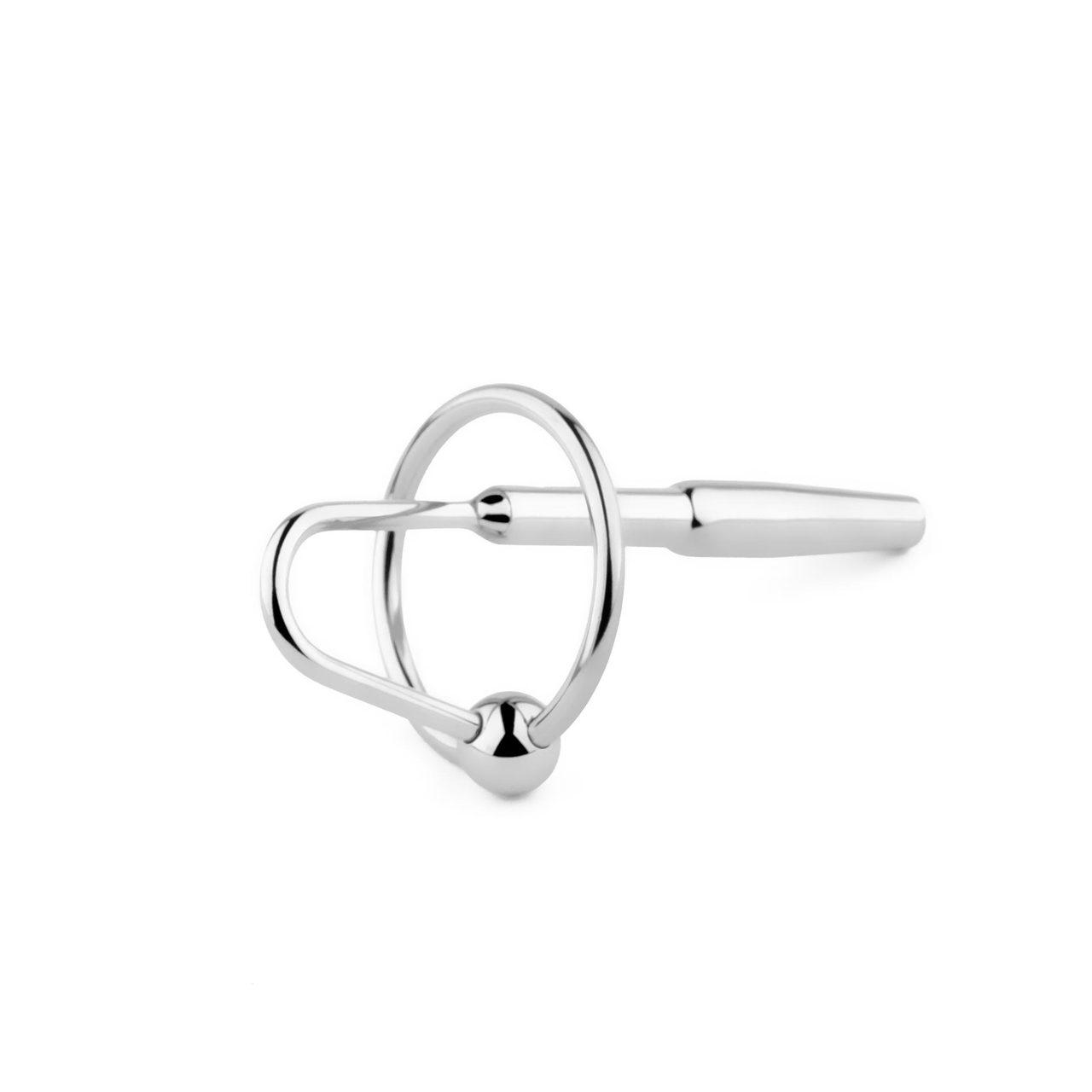 Stalowy plug do cewki 8 cm z kanałem i pierścieniem | Loris.pl