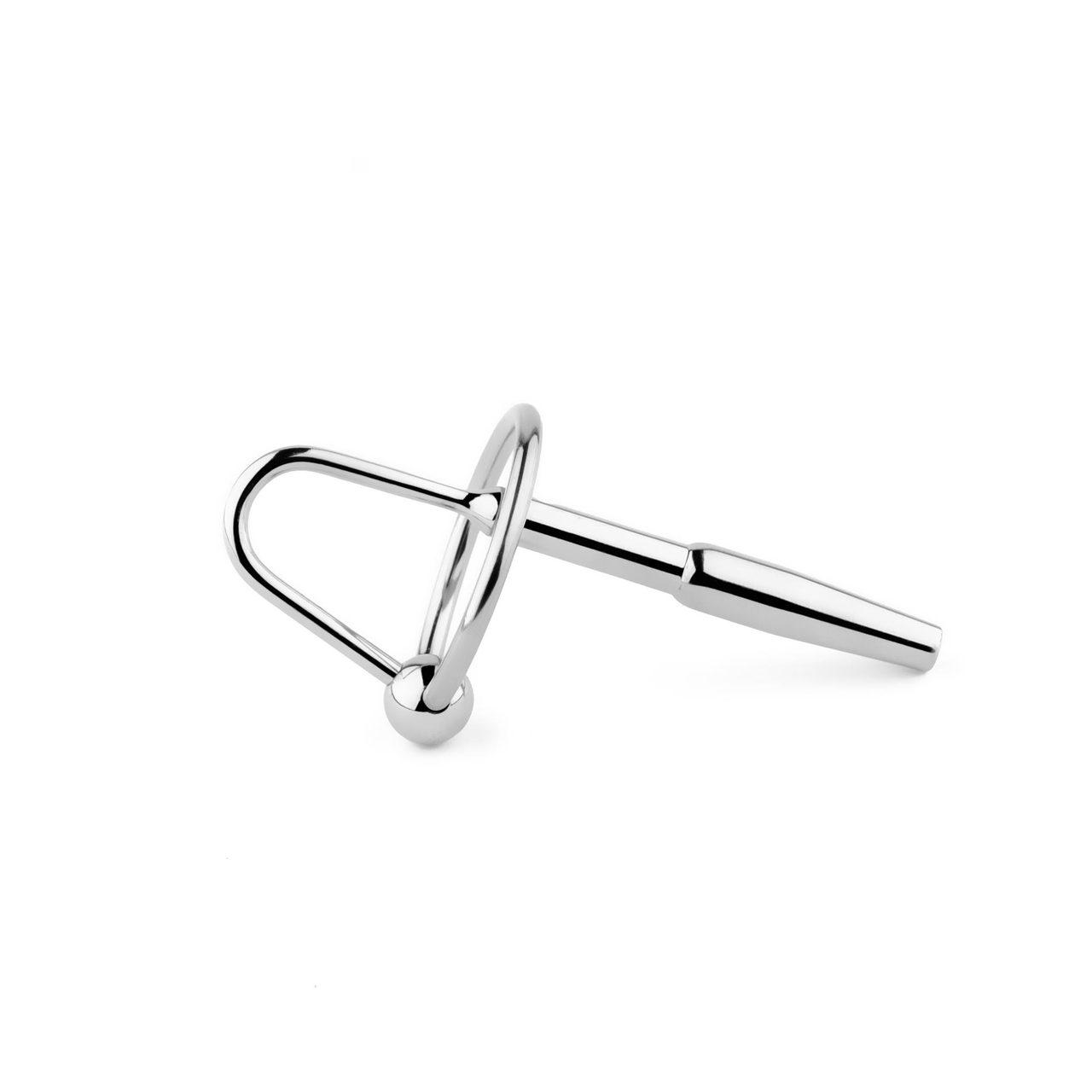 Stalowy plug do cewki 8 cm z kanałem i pierścieniem | Loris.pl