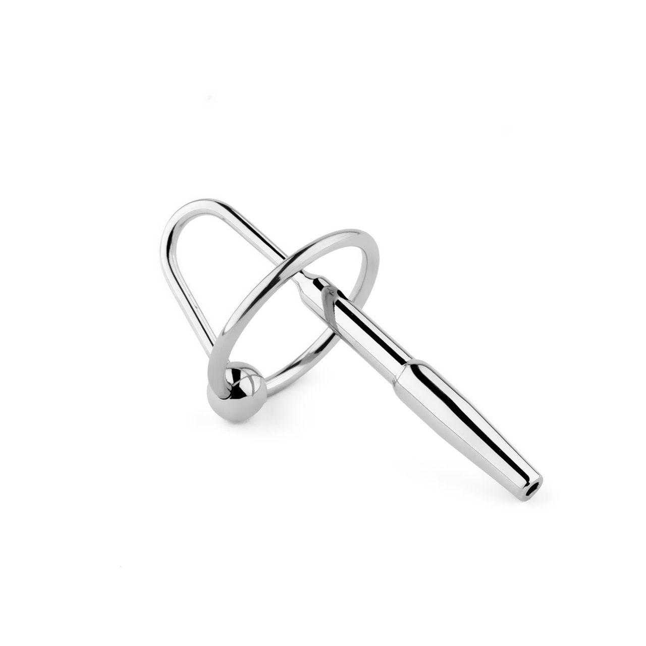 Stalowy plug do cewki 8 cm z kanałem i pierścieniem | Loris.pl