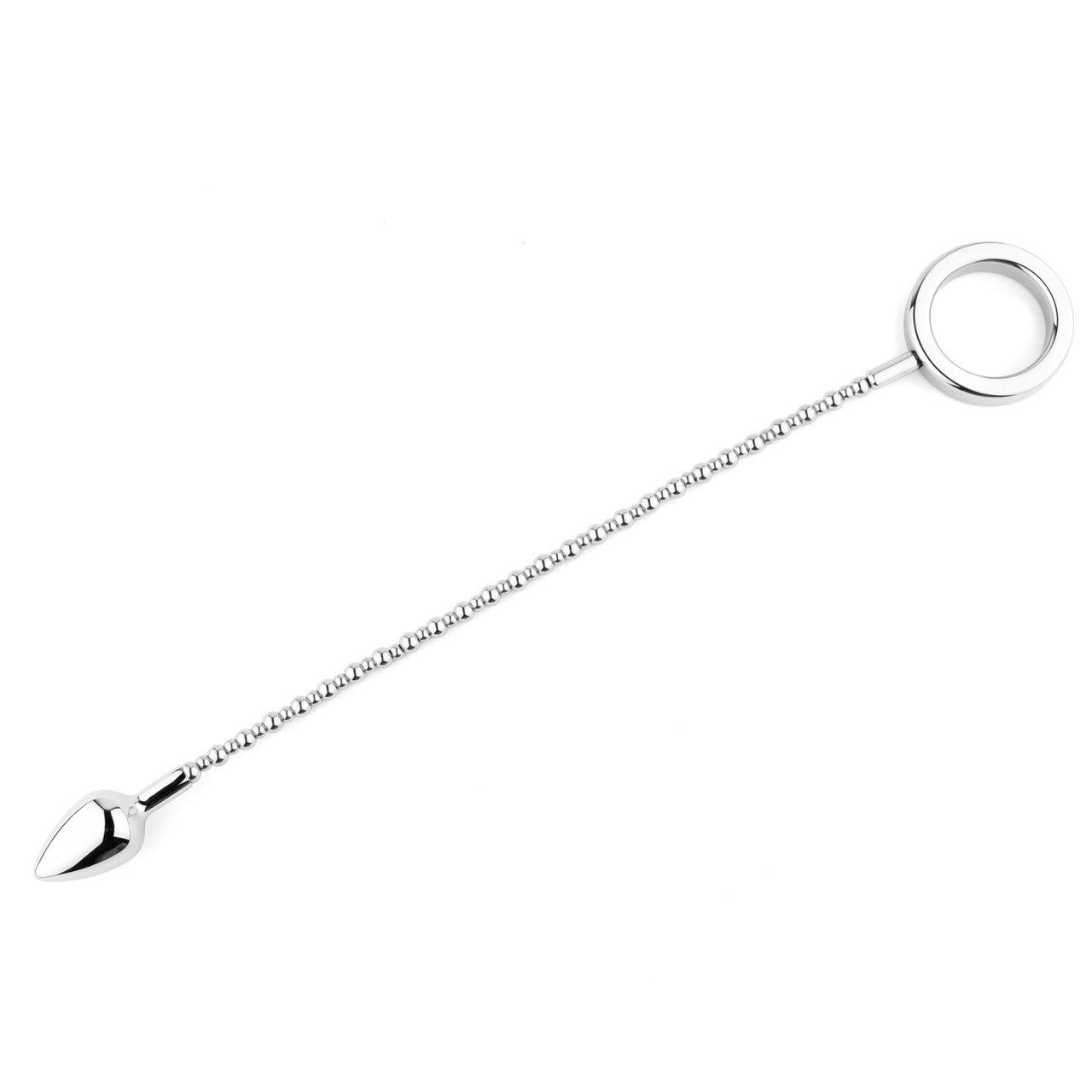 Stalowy korek analny na łańcuszku 43 cm + 3 końcówki | Loris.pl