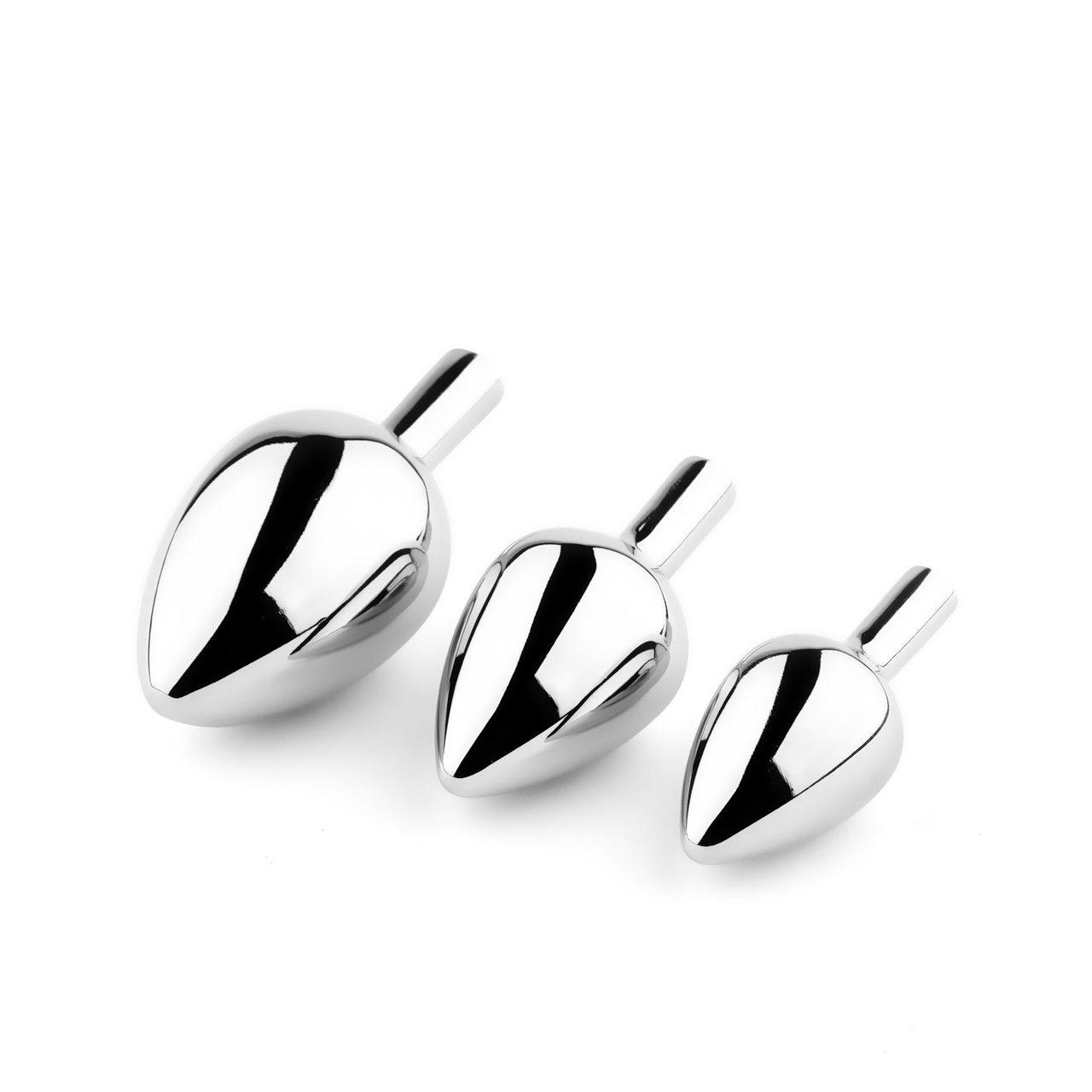 Stalowy korek analny na łańcuszku 43 cm + 3 końcówki | Loris.pl