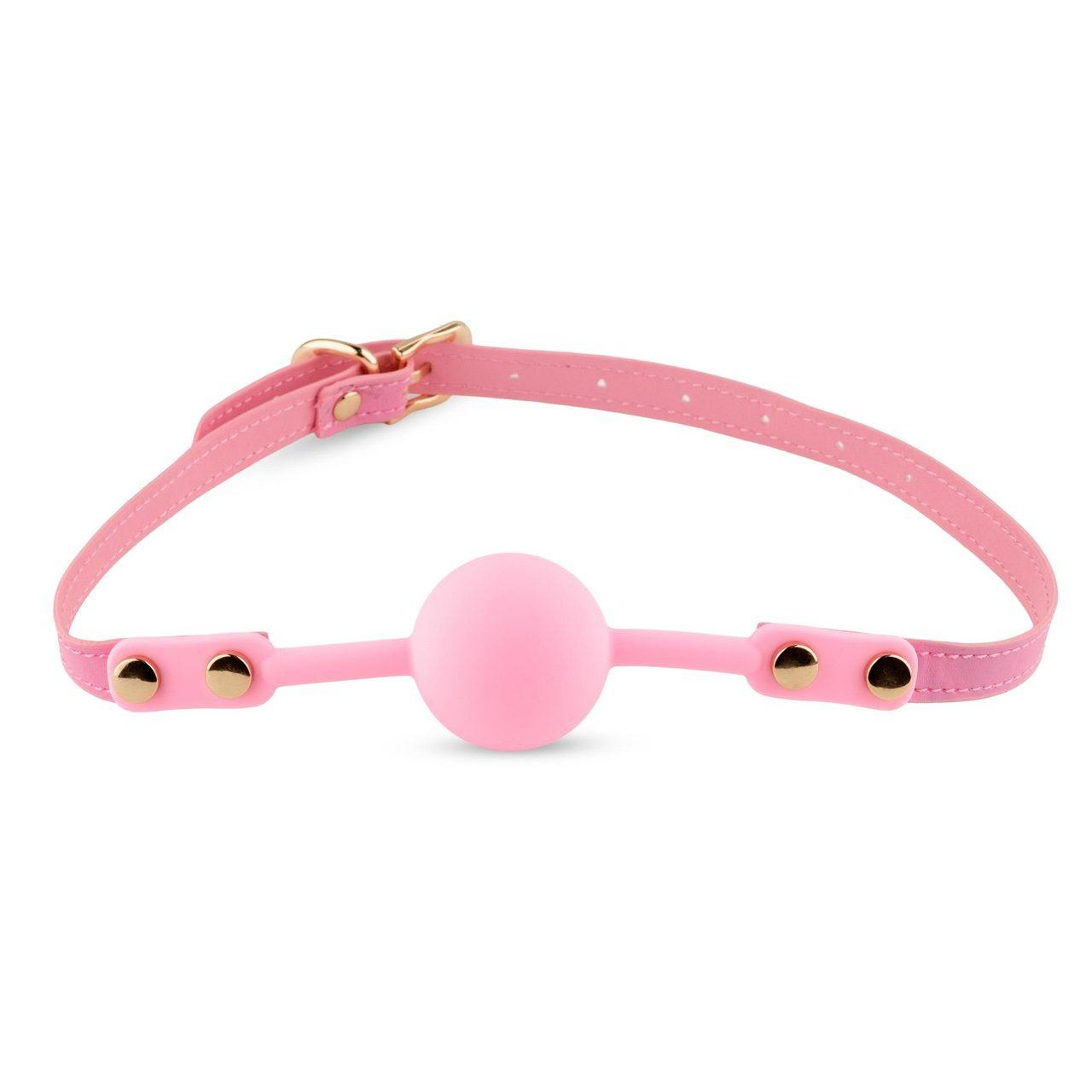 Różowy knebel ball gag silikon 4 cm | Regulowany pasek | Loris.pl