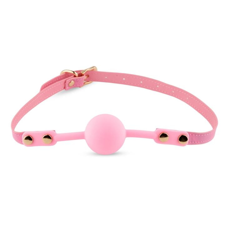 Różowy knebel ball gag silikon 4 cm | Regulowany pasek | Loris.pl