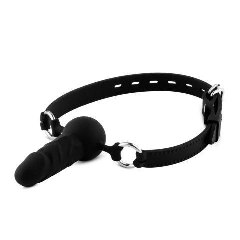Silikonowy knebel BDSM z kulką 3,8 cm i regulowanym paskiem