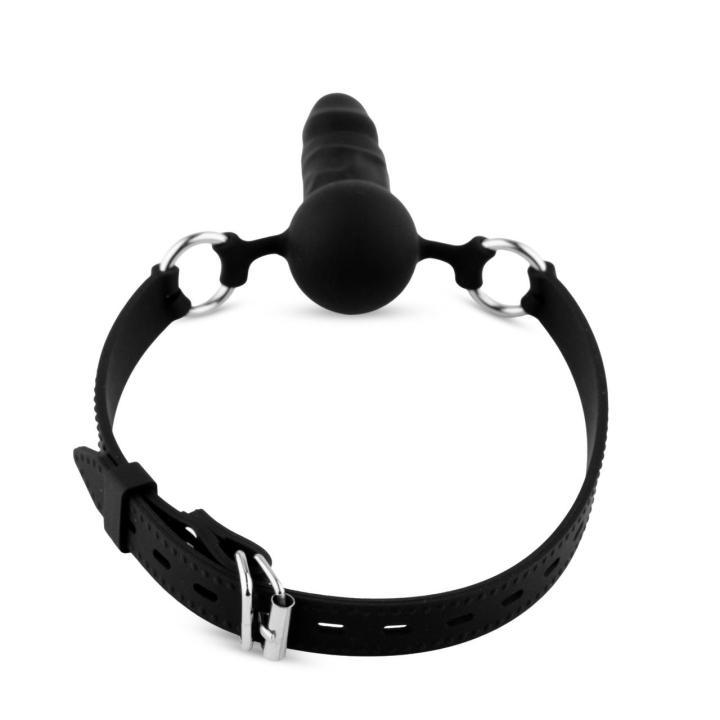 Silikonowy knebel BDSM z kulką 3,8 cm i regulowanym paskiem