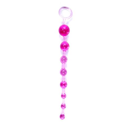 Różowe kulki analne 10 koralików 29 cm | Stopniowane 12–28 mm