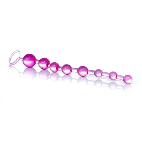 Różowe kulki analne 10 koralików 29 cm | Stopniowane 12–28 mm