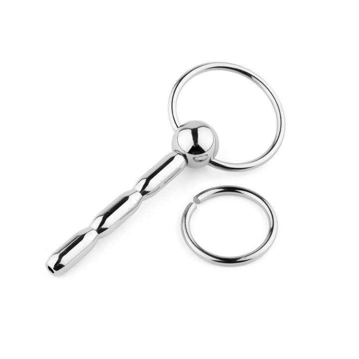 Stalowy plug do cewki 10 cm z pierścieniem i kanałem | Loris.pl