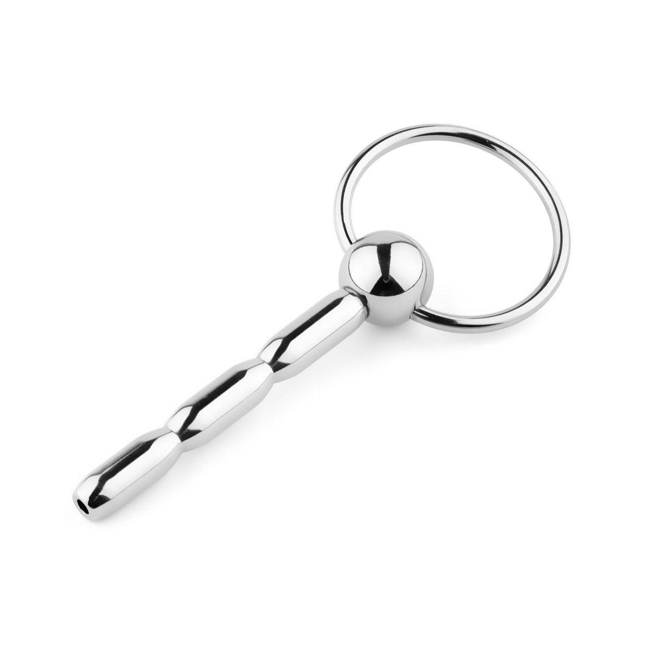 Stalowy plug do cewki 10 cm z pierścieniem i kanałem | Loris.pl