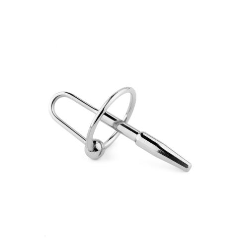 Metalowy plug do penisa 8 cm ze stali nierdzewnej z uchwytem