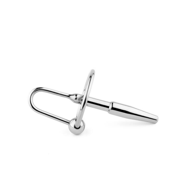 Metalowy plug do penisa 8 cm ze stali nierdzewnej z uchwytem