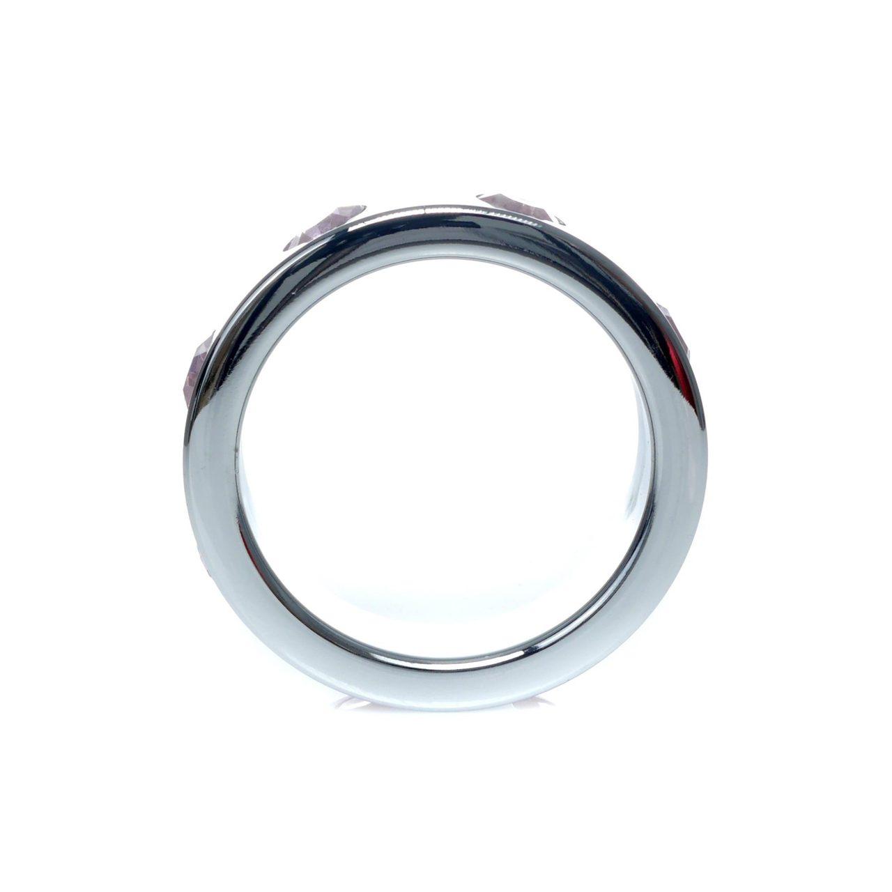 Metalowy pierścień erekcyjny 4,5 cm z cyrkoniami | Loris.pl