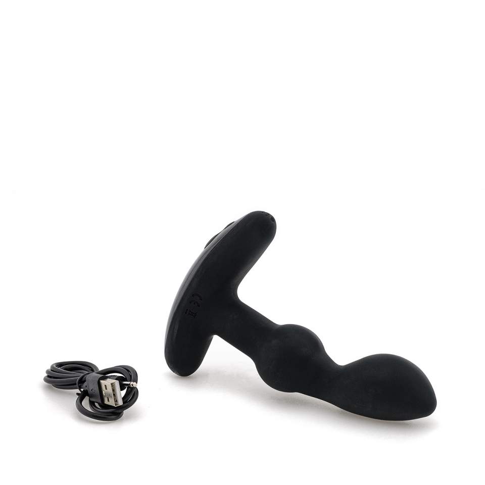 Czarny silikonowy masażer prostaty z mocnymi wibracjami