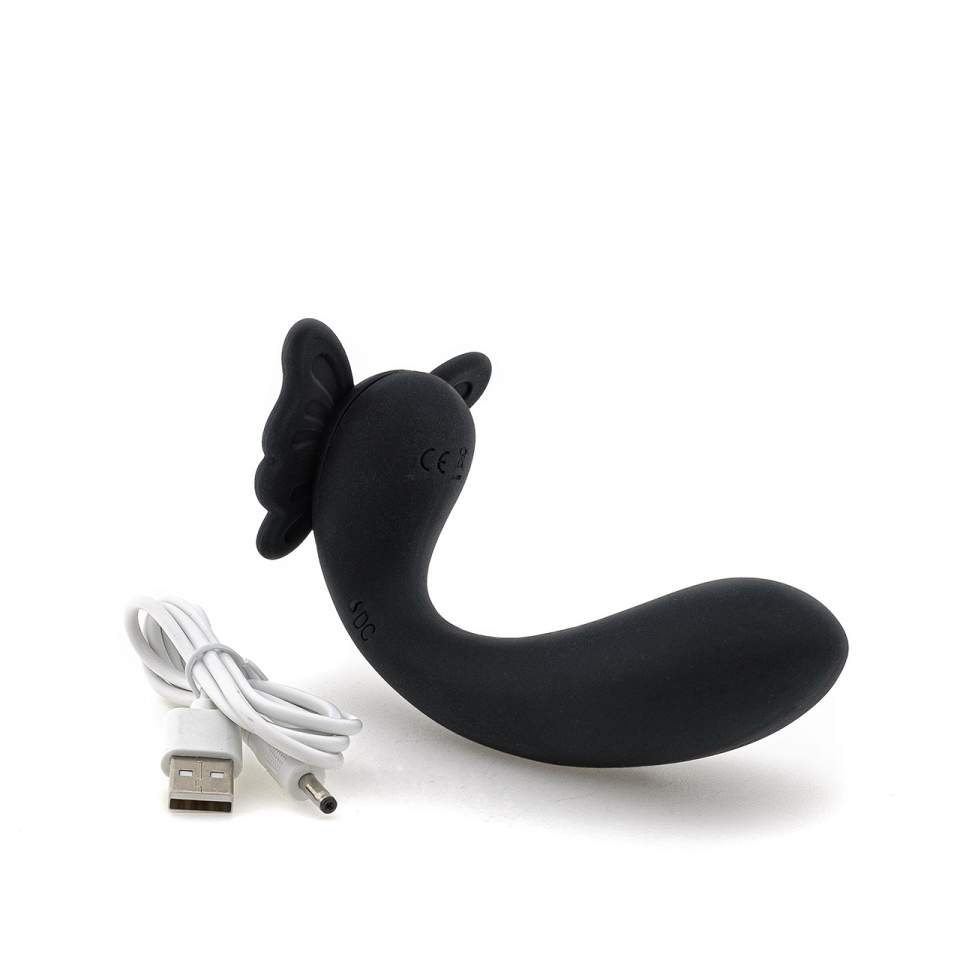 Mały czarny silikonowy wibrator motylek do punktu G 