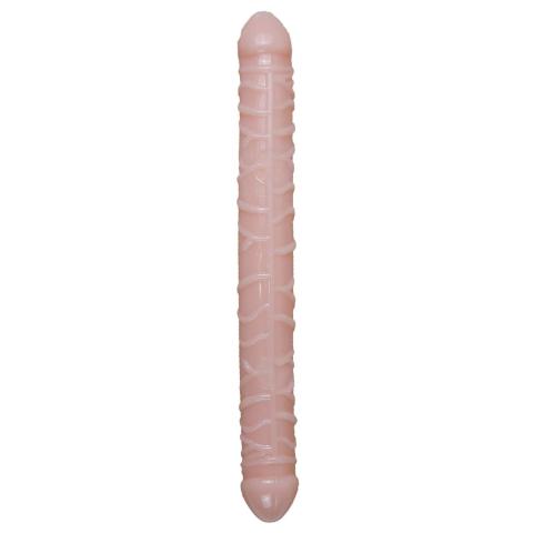 Cieliste podwójne dildo elastyczne 33,5 cm – zabawa solo i w parze