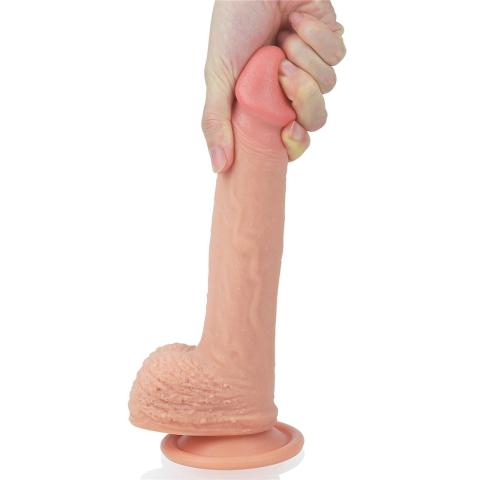 Realistyczne dildo 21,5 cm z przyssawką – dwuwarstwowy platynowy silikon