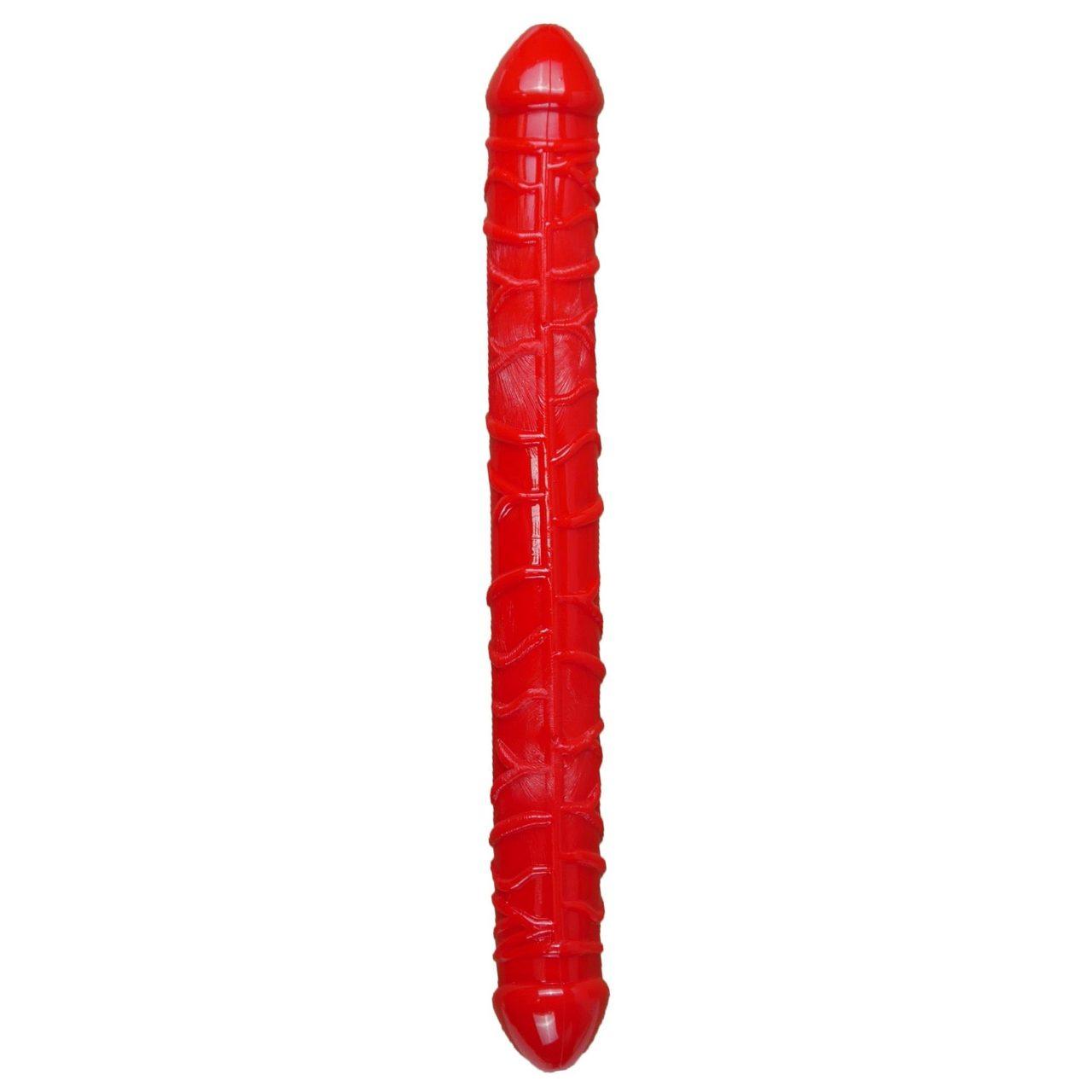Czerwone podwójne dildo elastyczne 33,5 cm | Loris.pl