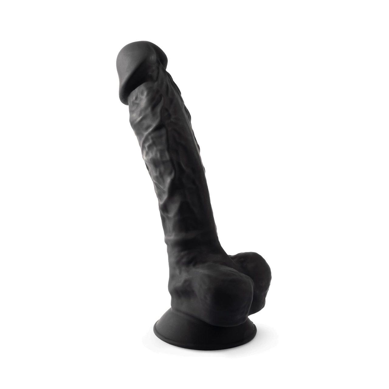 Realistyczne dildo 20,3 cm czarne | Silikon platinum premium | Loris.pl