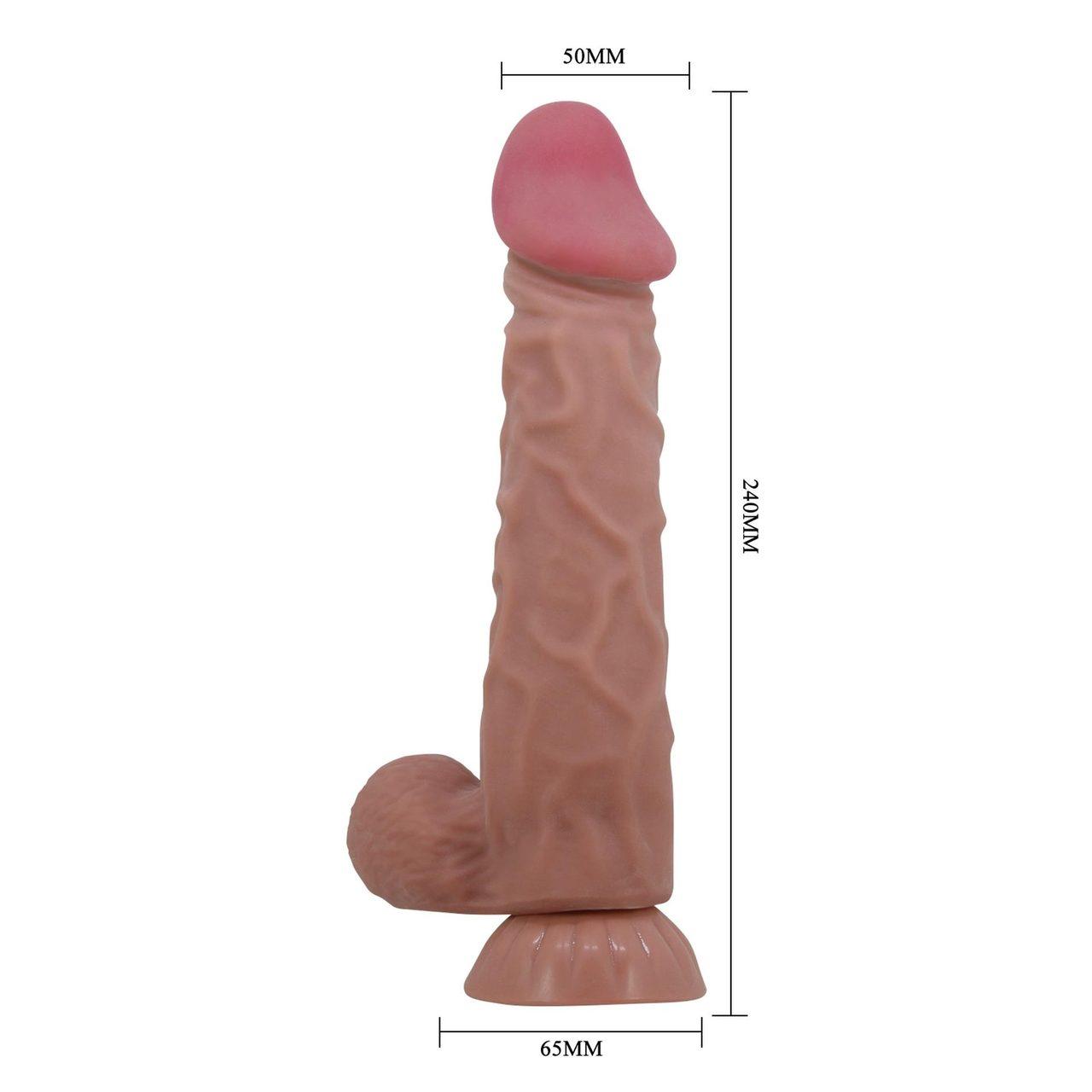 Realistyczne dildo z przyssawką 23,9 cm – przesuwana skóra, giętkie | Loris.pl