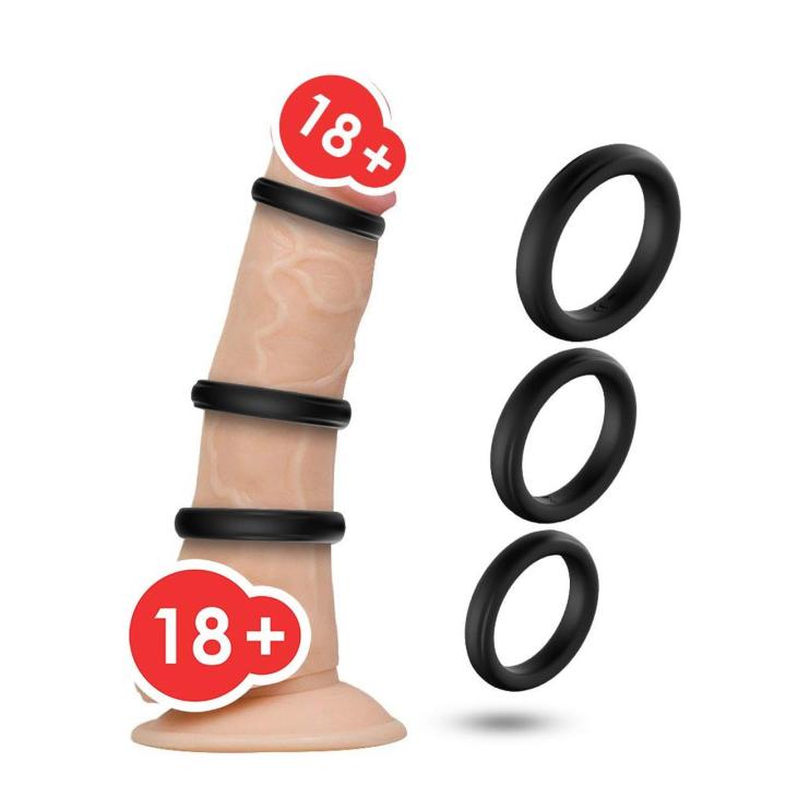Potrójny pierścień erekcyjny czarny – 3 rozmiary