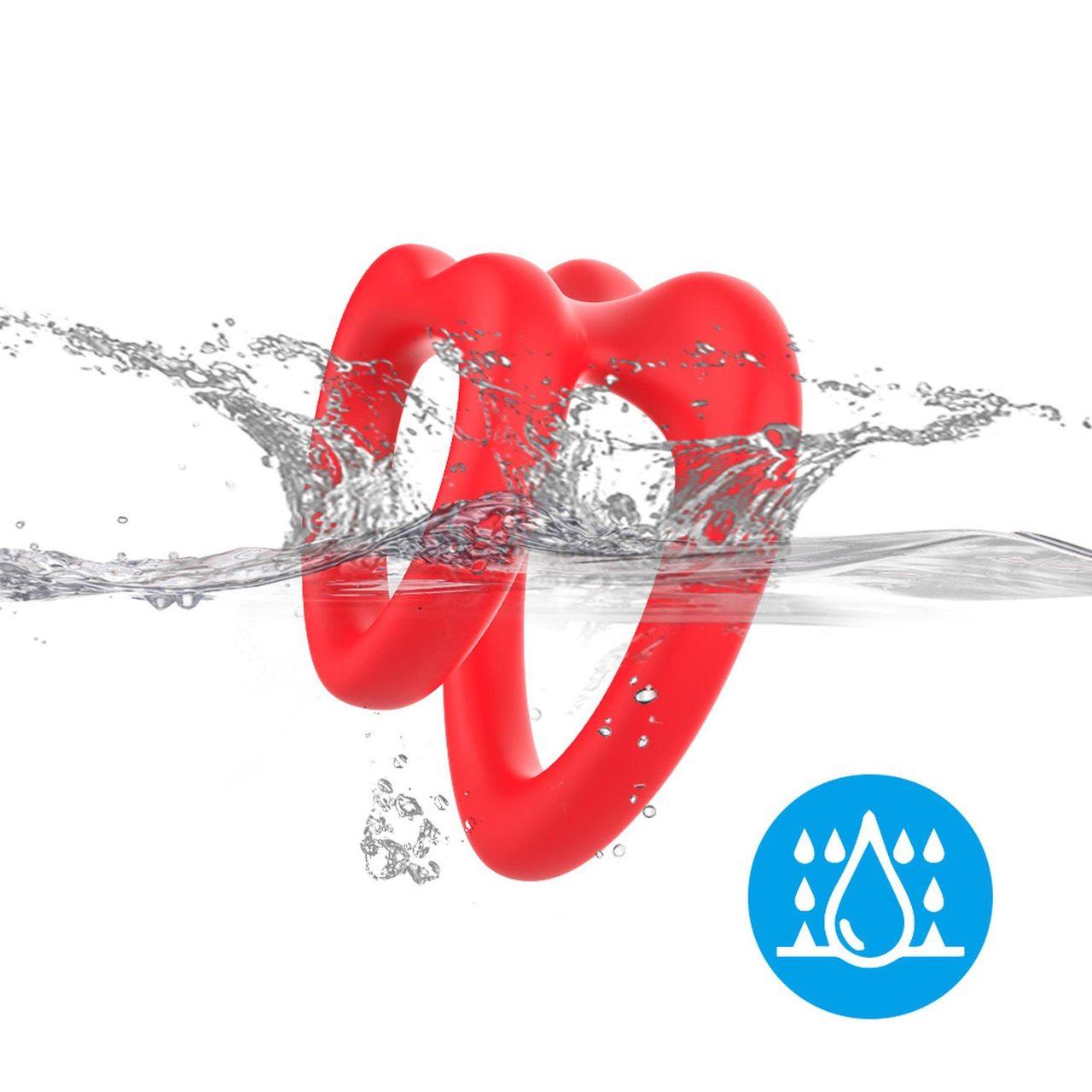 Podwójny pierścień erekcyjny serce z silikonu czerwony | Loris.pl