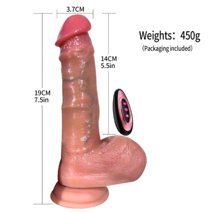 Realistyczny wibrator 19 cm z ruchem i podgrzewaniem | Pilot | Loris.pl