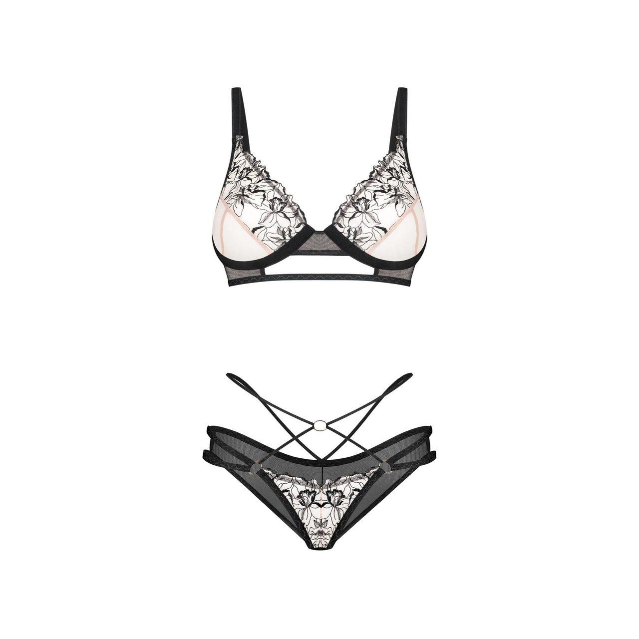 Komplet bielizny 2-częściowy  z haftem i fiszbinami | Loris.pl