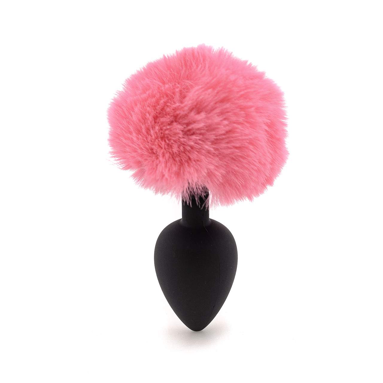 Zestaw czarnych silikonowych korków z różowym futerkiem – średnica 2,6 cm - 3,8 cm