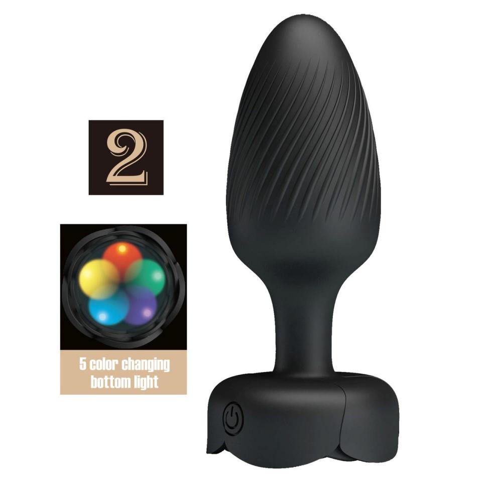 Wibrujący silikonowy korek analny z LED i 10 trybami wibracji