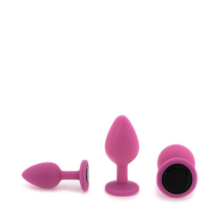 Zestaw trzech różowych silikonowych korków analnych – średnica 3,2cm - 4,1 cm