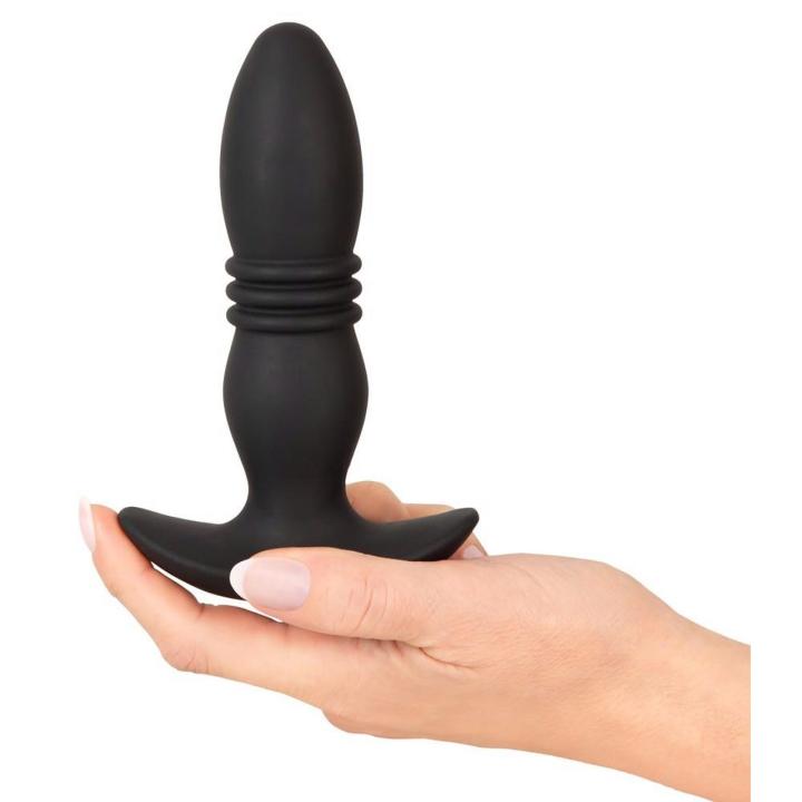 Wibrujący plug analny z pchaniem i pilotem | 10 wibracji + 6 pchnięć