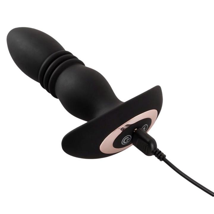 Wibrujący plug analny z pchaniem i pilotem | 10 wibracji + 6 pchnięć