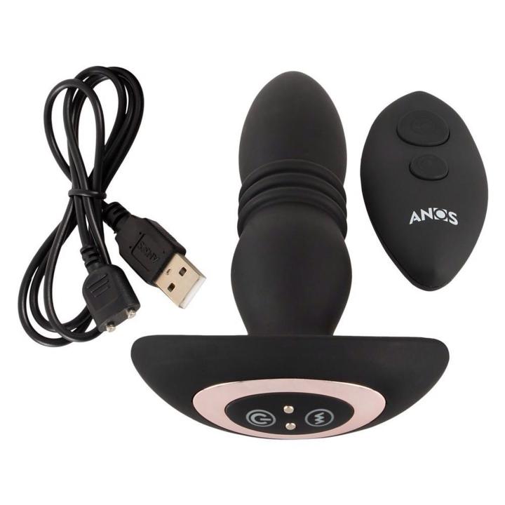 Wibrujący plug analny z pchaniem i pilotem | 10 wibracji + 6 pchnięć