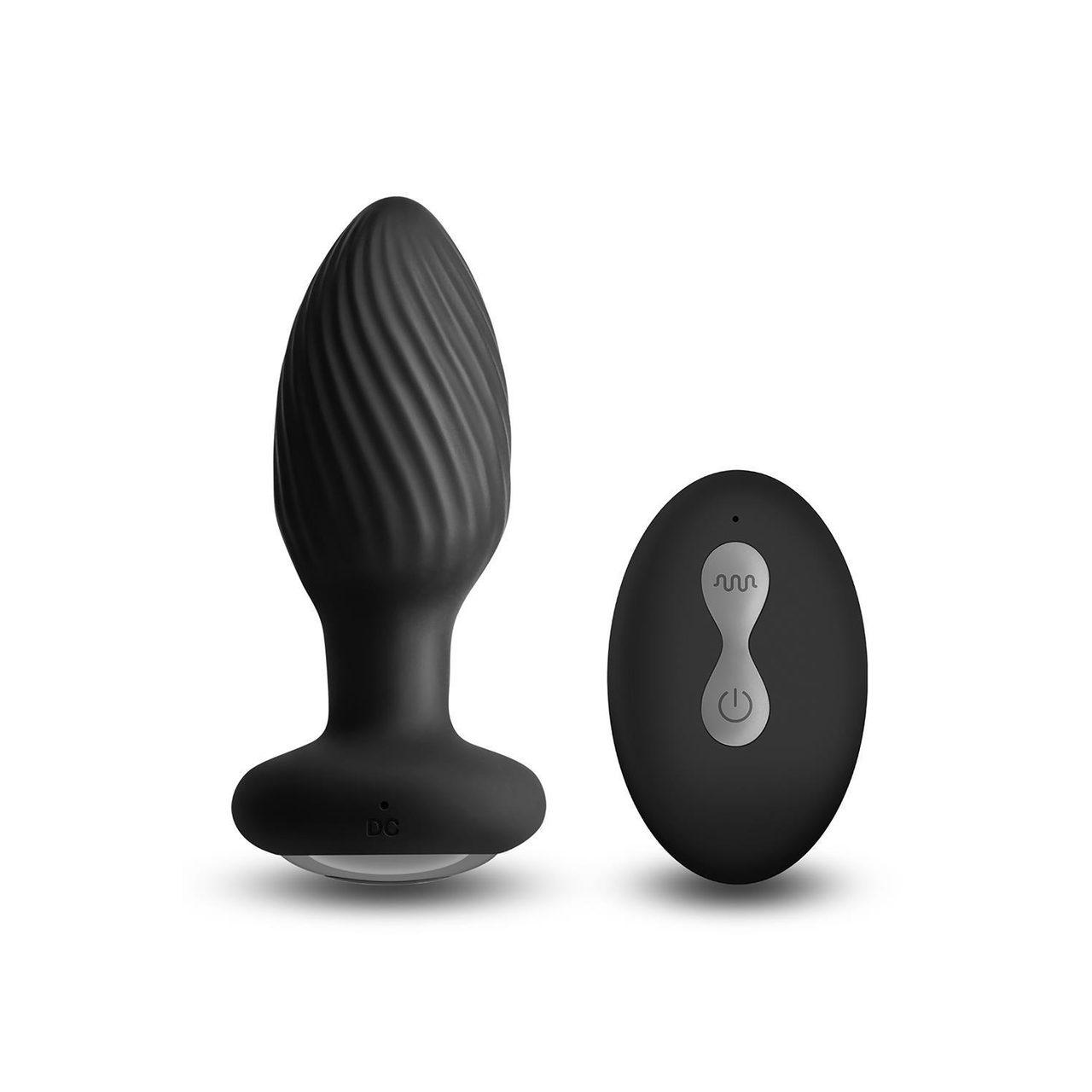 Korek analny z pilotem i ruchem obrotowym 9,8 cm | Silikon, wodoodporny