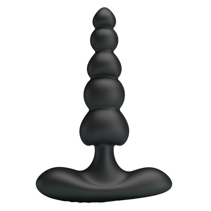 Wibrujący plug analny z koralikami silikon 12 trybów | Loris.pl