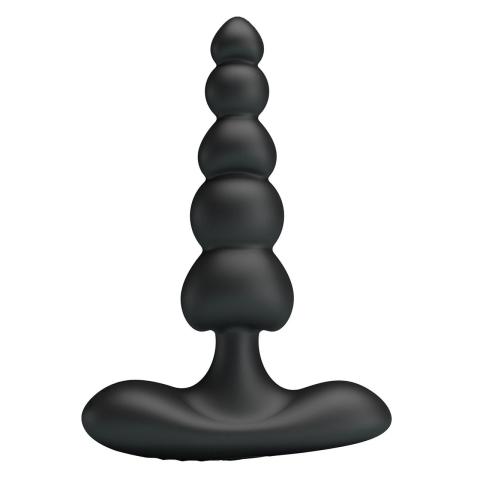 Wibrujący plug analny z koralikami silikon 12 trybów