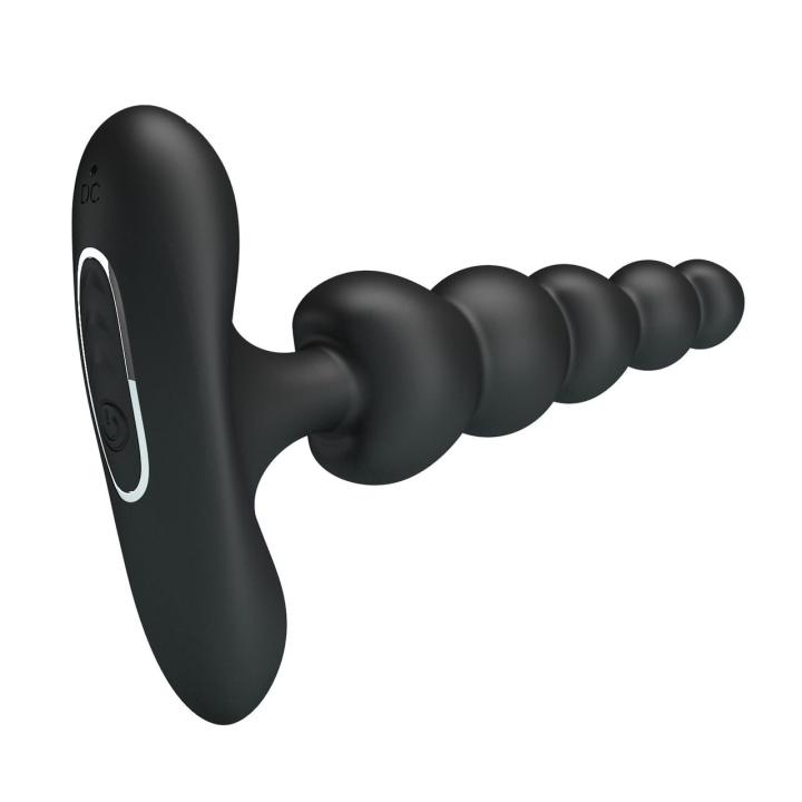 Wibrujący plug analny z koralikami silikon 12 trybów
