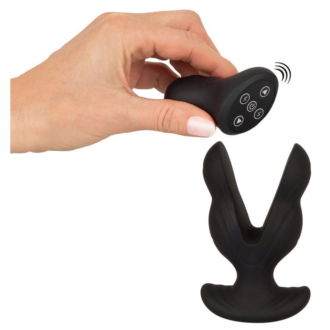 Rozszerzający plug analny wibrujący z e-stymulacją na pilota | Loris.pl