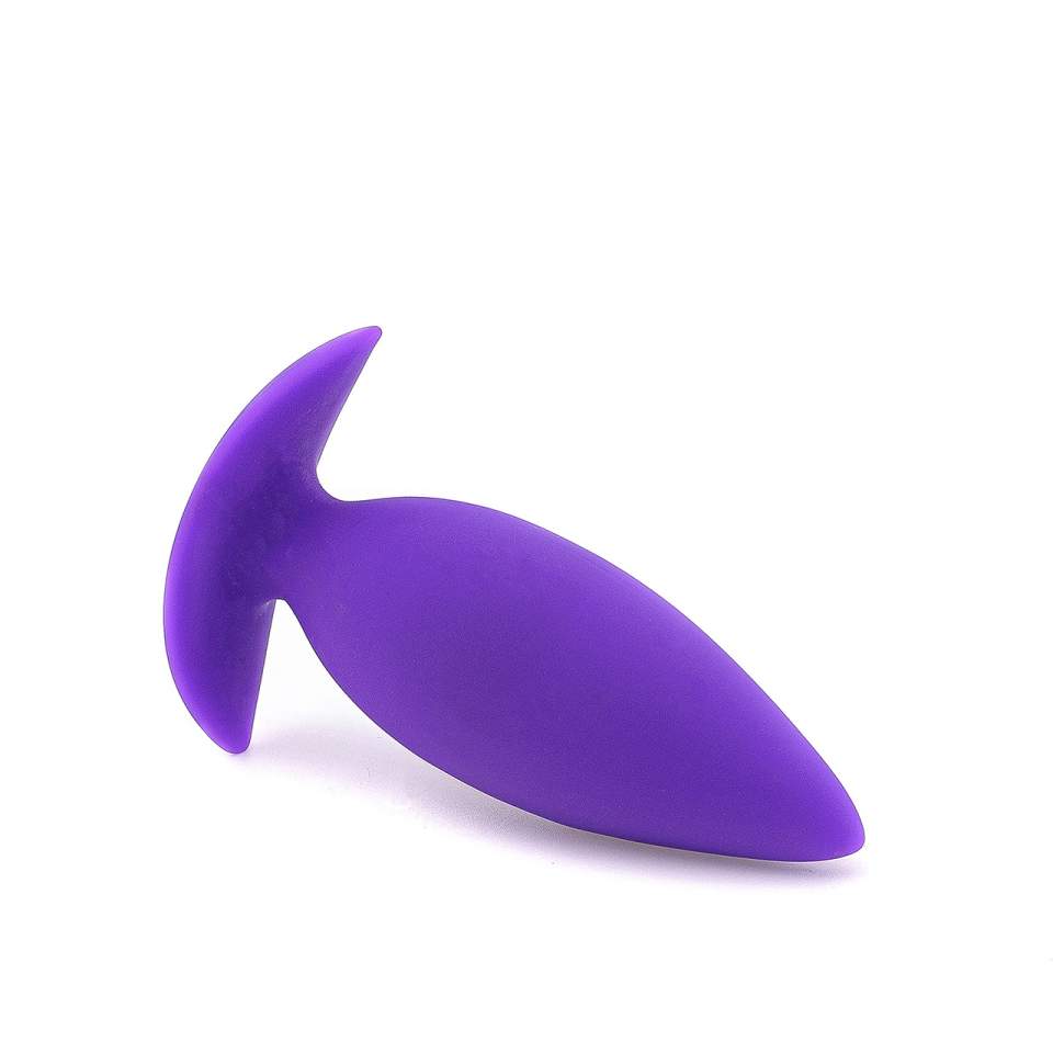 Fioletowy silikonowy korek analny z uchwytem w kształcie litery T – 3,3 cm