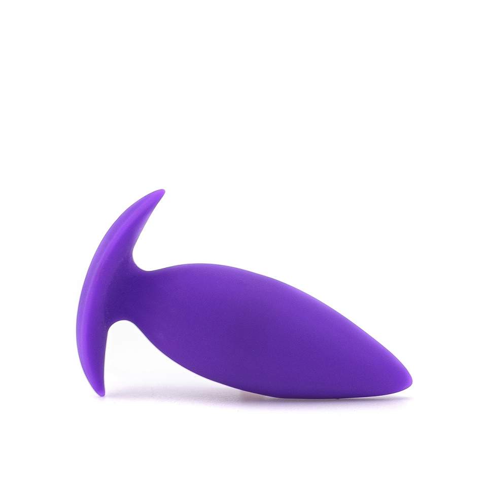 Fioletowy silikonowy korek analny z uchwytem w kształcie litery T – 3,3 cm