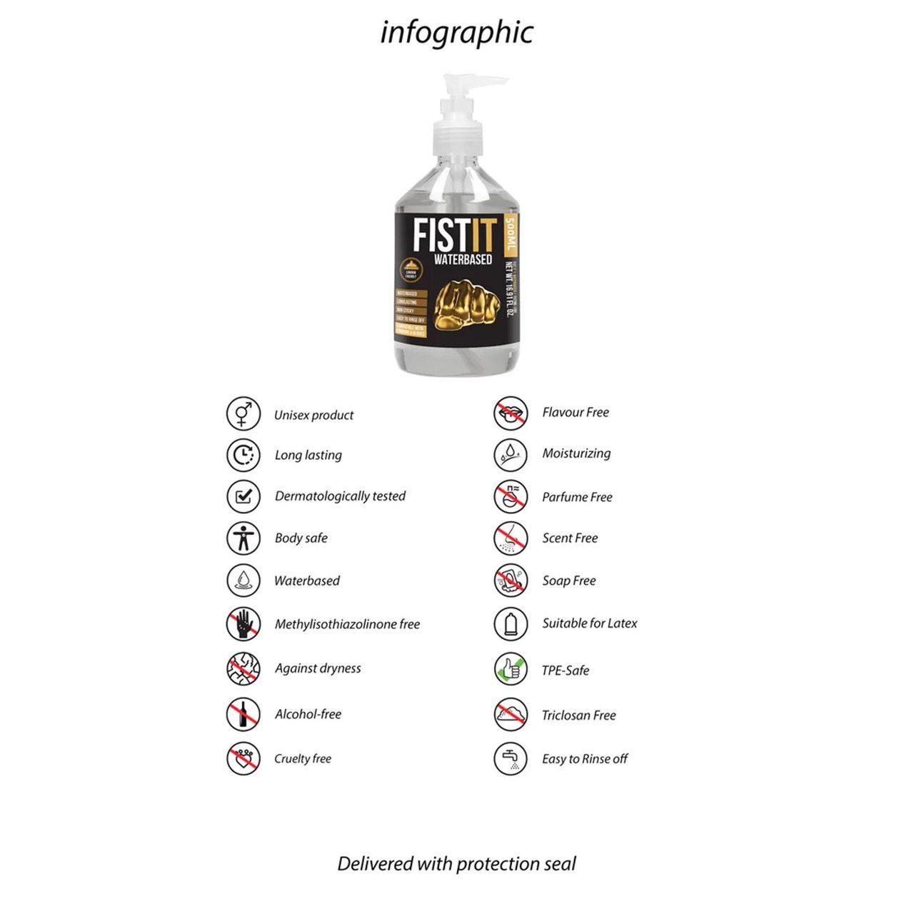 Lubrykant wodny 500 ml do fisting | Bez lepkości, zgodny z lateksem