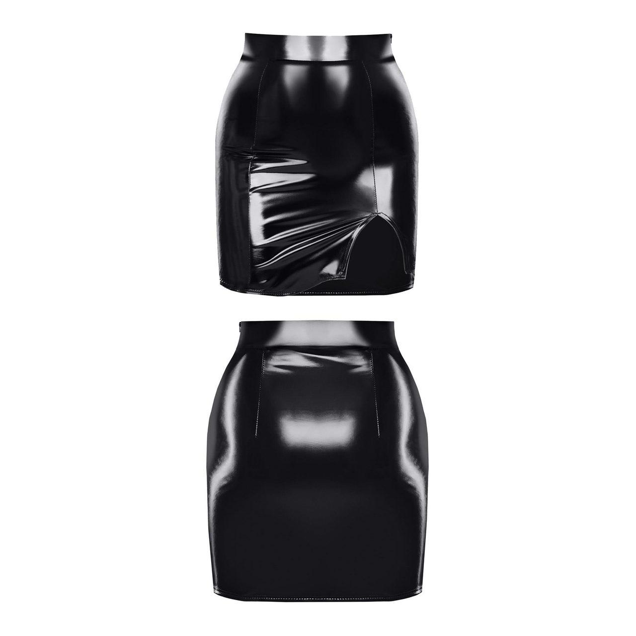 Demoniq Total Domination spódnica PVC S - czarna, z wycięciem | Loris.pl