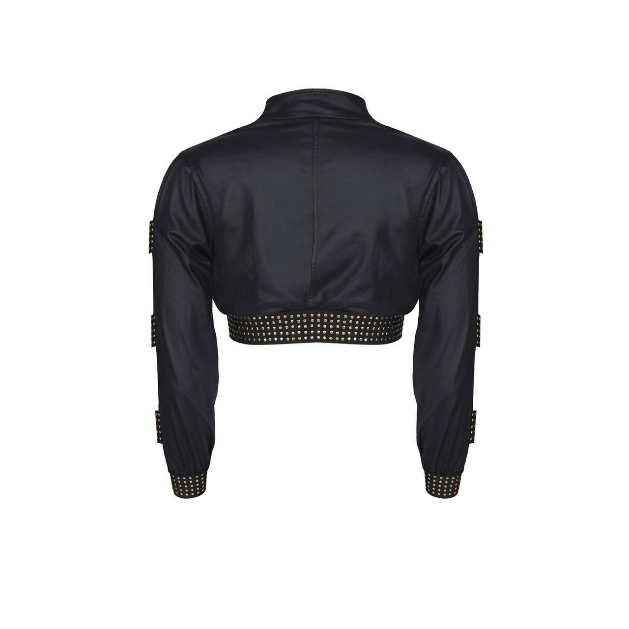 Czarna kurtka wetlook L ze złotym zamkiem | Loris.pl