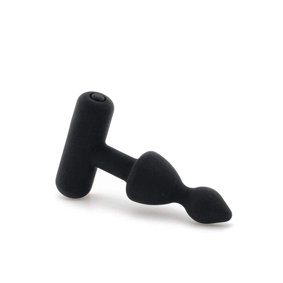 Czarny korek analny z wibracjami dla kobiet i mężczyzn 