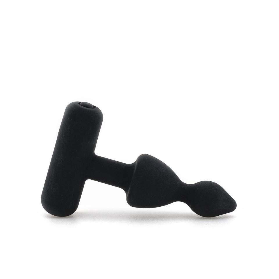 Czarny korek analny z wibracjami dla kobiet i mężczyzn 