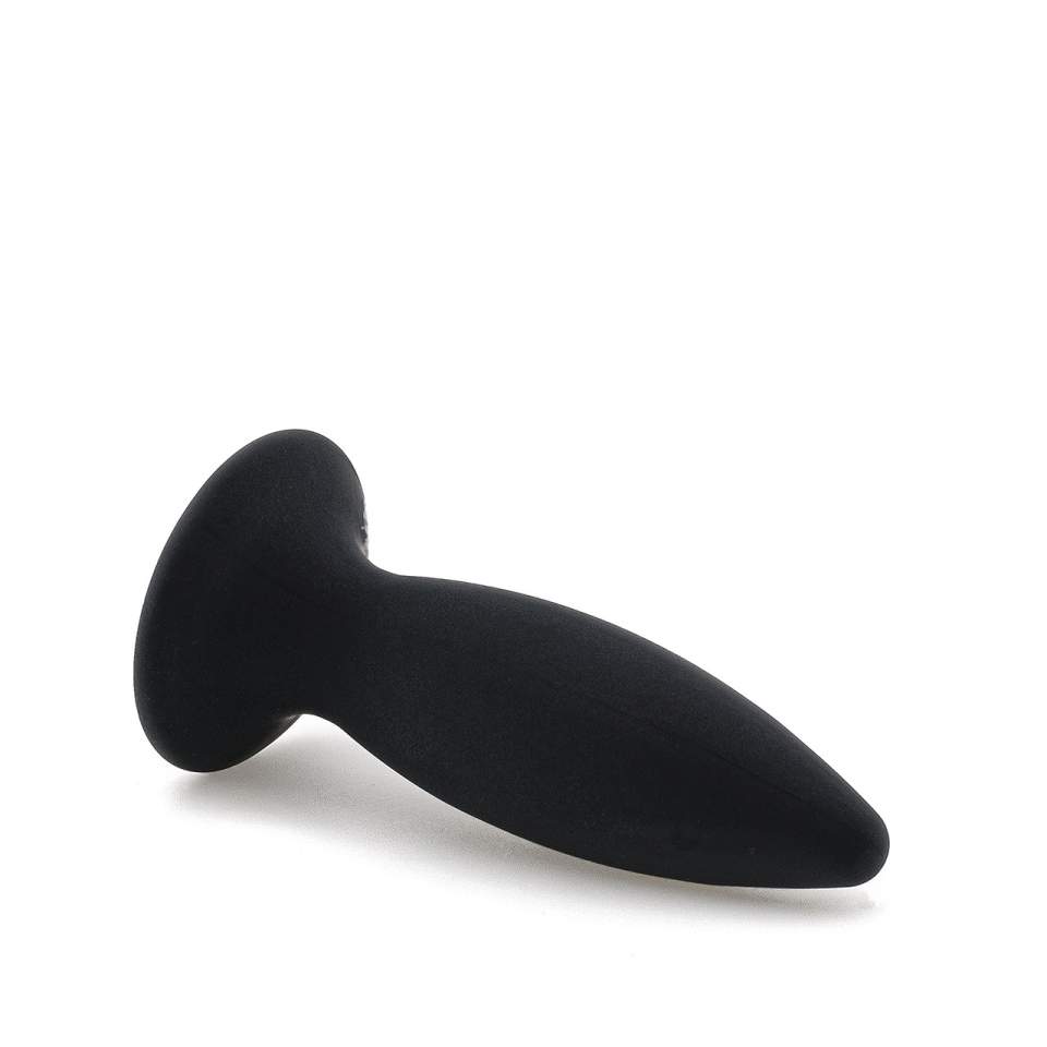Czarny wibrujący korek analny z silikonu o aksamitnej powłoce, ładowany przez kabel USB - 11 cm