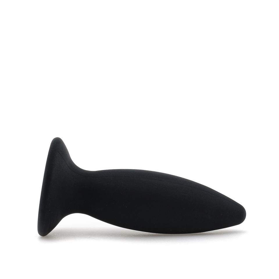 Czarny wibrujący korek analny z silikonu o aksamitnej powłoce, ładowany przez kabel USB - 11 cm