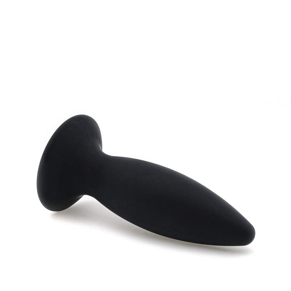 Czarny wibrujący korek analny z silikonu o aksamitnej powłoce, ładowany przez kabel USB - 14,7 cm